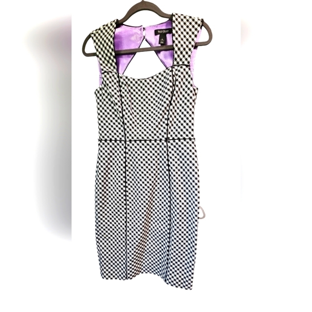 White House Black Market Black & White Gingham Midi Dress